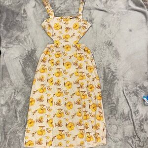 Forever 21 Yellow Floral Midi Dress